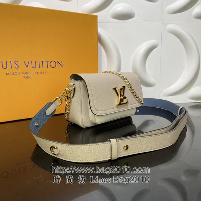 Louis Vuitton新款女包 M58554 路易威登Lockme Tender手袋 LV灰褐色粒面小牛皮单肩斜挎女包  ydh4204